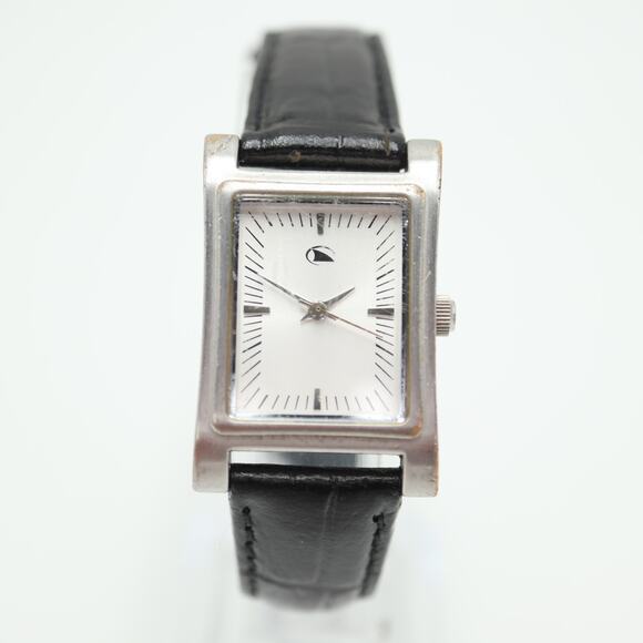 Freestyle Slider Tank Watch Womens 22mm Silver Dial Black Leather w New Battery main image 6